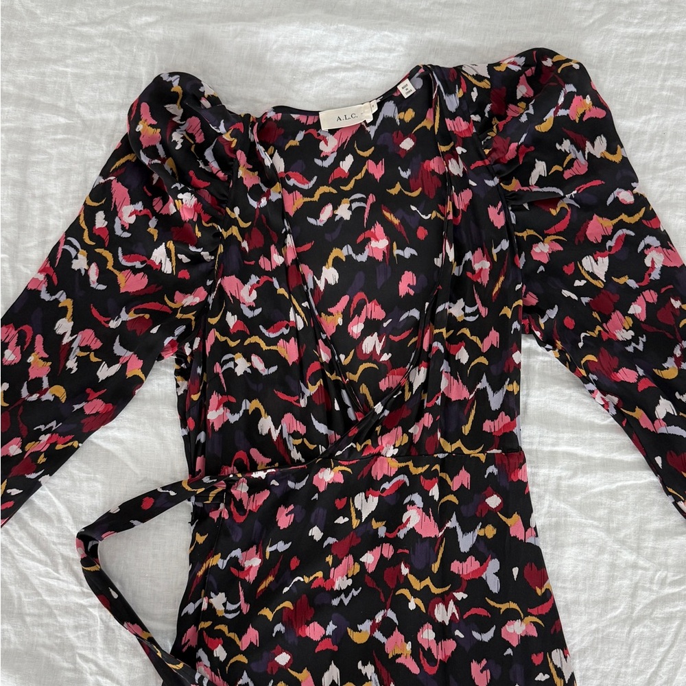 A.L.C Tianna printed silk midi wrap dress. 100% Silk